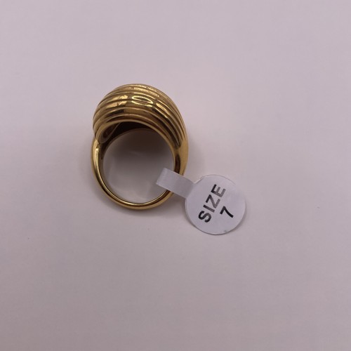 Gold tone textured dome ring - gold-tone,