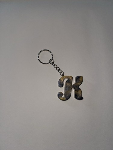 Resin letter keyring - resin, k
